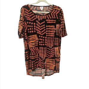 🟢LuLaRoe Black & Orange Geometric Print Irma Size XXS